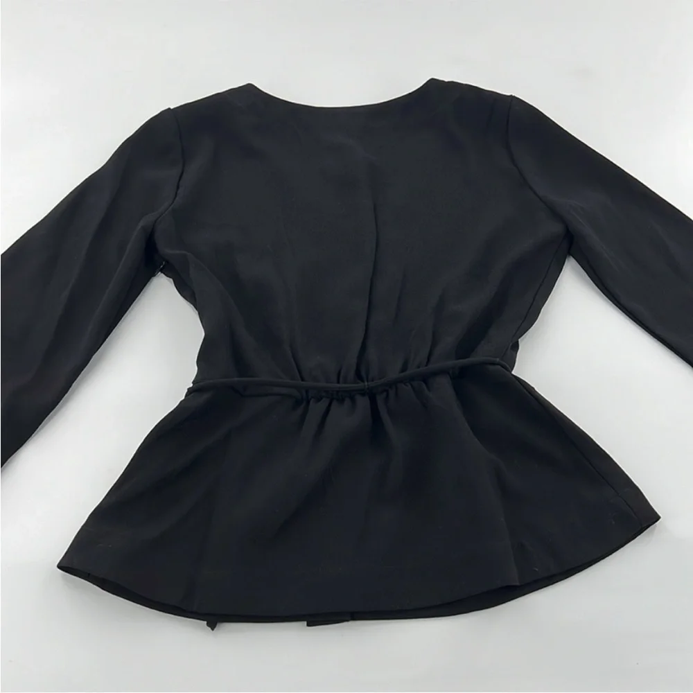 NWT J.Crew Drapey Crepe Faux-Wrap professional structured essential‎ black top